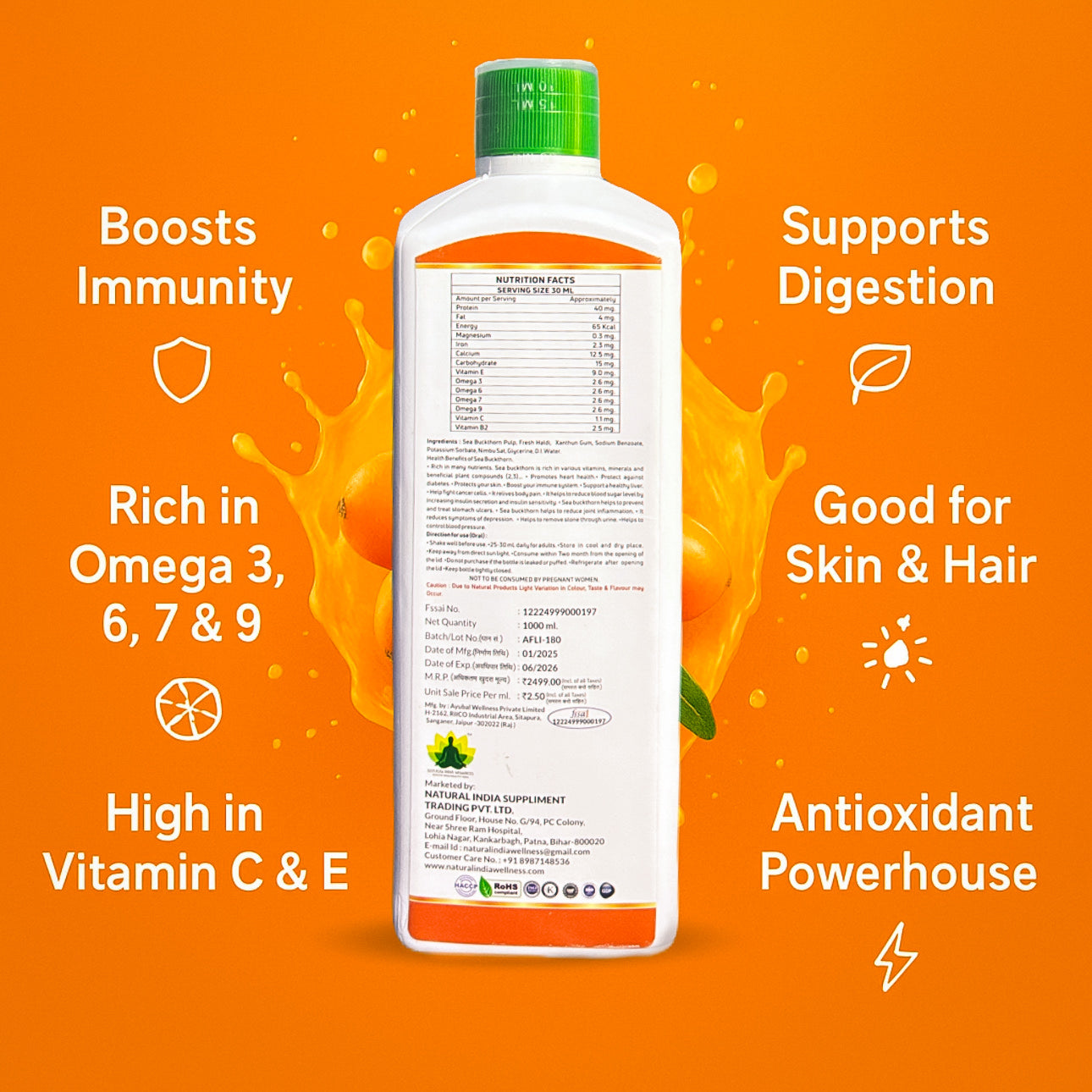 NATURAL SEABUCK THORN JUICE-1000ML